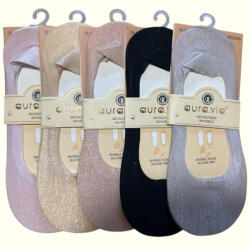 aura. via Auravia női csillogó titokzokni (5 pár, szilikonos sarokkal, mikroszálas anyagból) (AU2630)