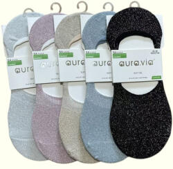 aura. via női csillogó titokzokni, szilikonos sarokkal- 5 pár (AU2755)