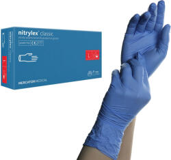 Mercator Medical Gumikesztyű, nitril, púdermentes, 100 db, L, Mercator (029588)