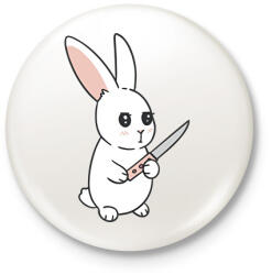 printfashion Késes nyúl - Kitűző, hűtőmágnes - Fehér (17171720)