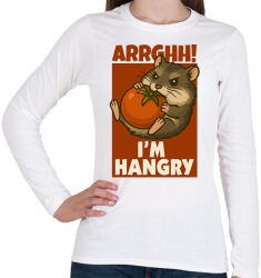 printfashion Hangry hamster - Női hosszú ujjú póló - Fehér (17428277)