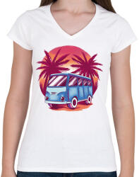 printfashion Kisbusz - Női V-nyakú póló - Fehér (17071504)