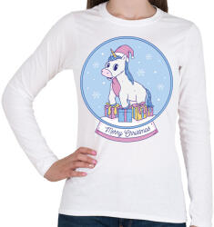 printfashion Karácsonyi unikornis - Női hosszú ujjú póló - Fehér (16988788)