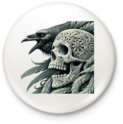 printfashion Koponya - Kitűző, hűtőmágnes - Fehér (17197390)