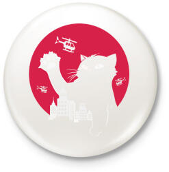 printfashion Catzilla - Kitűző, hűtőmágnes - Fehér (17118626)