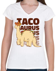 printfashion Tacosaurus - Női V-nyakú póló - Fehér (17155340)