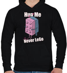 printfashion Hug me and never Lego - Férfi kapucnis pulóver - Fekete (17286106)