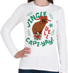 printfashion Karácsonyi capybara - Női hosszú ujjú póló - Fehér (17133763)