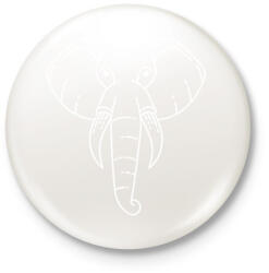 printfashion Elefánt - Kitűző, hűtőmágnes - Fehér (17178040)