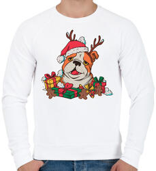 printfashion Karácsonyi bulldog - Férfi pulóver - Fehér (16981055)