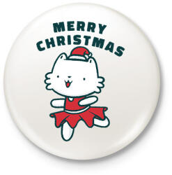 printfashion Karácsonyi táncos cica - Kitűző, hűtőmágnes - Fehér (16990399)