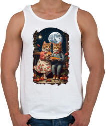 printfashion Romantikus macskák - Férfi atléta - Fehér (17140738)