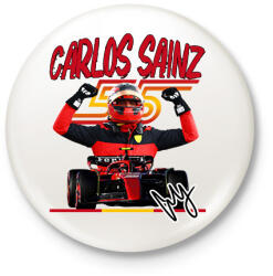 printfashion Carlos Sainz Ferrari - Kitűző, hűtőmágnes - Fehér (17312200)