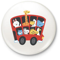 printfashion Állatok emeletes buszon - Kitűző, hűtőmágnes - Fehér (17030309)