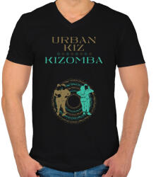 printfashion UrbanKiz Kizomba táncos S0206 gold-green - Férfi V-nyakú póló - Fekete (16970656)