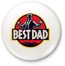 printfashion Legjobb apa Best dad Jurassic park style - Kitűző, hűtőmágnes - Fehér (17185270)