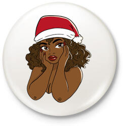 printfashion Karácsonyi csajszi - Kitűző, hűtőmágnes - Fehér (17003899)