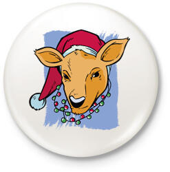 printfashion Karácsonyi szarvas - Kitűző, hűtőmágnes - Fehér (16986760)