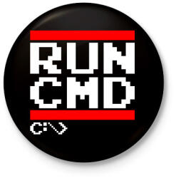 printfashion RUN CMD - Kitűző, hűtőmágnes - Fekete (17481845)