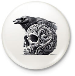 printfashion Koponya - Kitűző, hűtőmágnes - Fehér (17198739)