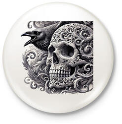 printfashion Koponya - Kitűző, hűtőmágnes - Fehér (17198740)