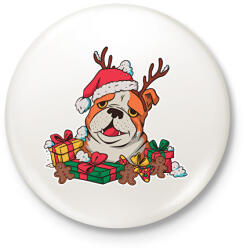 printfashion Karácsonyi bulldog - Kitűző, hűtőmágnes - Fehér (16981849)