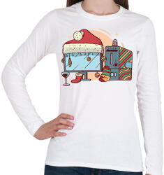 printfashion Karácsonyi számítógép - Női hosszú ujjú póló - Fehér (16983539)
