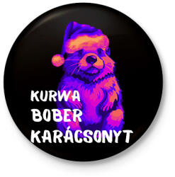 printfashion Kurwa bober karácsonyt - Kitűző, hűtőmágnes - Fekete (17107417)