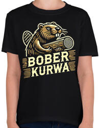 printfashion Bober kurwa - Gyerek póló - Fekete (17185389)