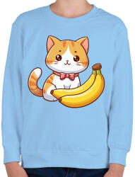 printfashion Banános cica - Gyerek pulóver - Világoskék (17420113)