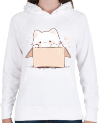printfashion Cica dobozban - Női kapucnis pulóver - Fehér (17103566)