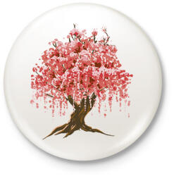 printfashion Sakura fa - Kitűző, hűtőmágnes - Fehér (17142026)