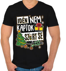 printfashion Idén nem kaptok szart se - Férfi V-nyakú póló - Fekete (16914956)