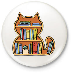 printfashion Cica könyvespolc - Kitűző, hűtőmágnes - Fehér (17096559)