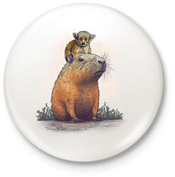 printfashion Capybara és majom - Kitűző, hűtőmágnes - Fehér (17084839)