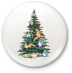 printfashion Karácsonyi macskák - Kitűző, hűtőmágnes - Fehér (17001218)