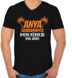 printfashion Anya szabadnapos - Férfi V-nyakú póló - Fekete (17424620)