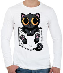 printfashion Macska zsebminta - Férfi hosszú ujjú póló - Fehér (17068814)