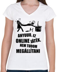 printfashion Vicces gamer minta - Női V-nyakú póló - Fehér (17038622)