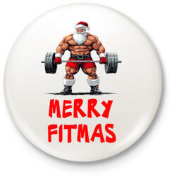 printfashion Merry Fitmas - Kitűző, hűtőmágnes - Fehér (16934184)