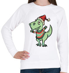 printfashion Integető karácsonyi t-rex - Női pulóver - Fehér (17003202)