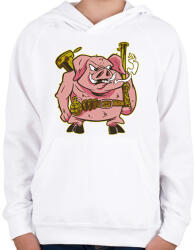 printfashion Katona malac - Gyerek kapucnis pulóver - Fehér (17035235)