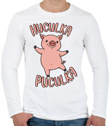 printfashion Huculka Puculka malac - Férfi hosszú ujjú póló - Fehér (17363022)