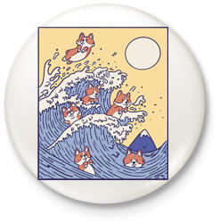 printfashion Corgik - Kitűző, hűtőmágnes - Fehér (17120466)