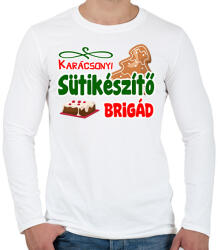 printfashion Karácsonyi sütikészítő brigád - Férfi hosszú ujjú póló - Fehér (16910210)