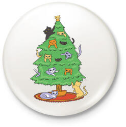 printfashion Macskás karácsonyfa - Kitűző, hűtőmágnes - Fehér (16984958)