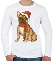 printfashion Karácsonyi francia bulldog - Férfi hosszú ujjú póló - Fehér (16985145)