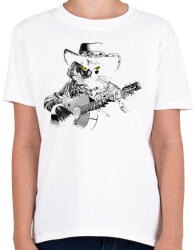 printfashion Western gitáros macska - Gyerek póló - Fehér (17085329)