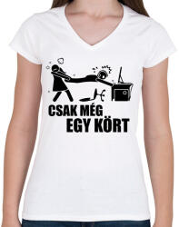 printfashion Csak még 1 kört - Női V-nyakú póló - Fehér (17035092)