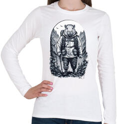 printfashion Túrázó capybara - Női hosszú ujjú póló - Fehér (17183200)